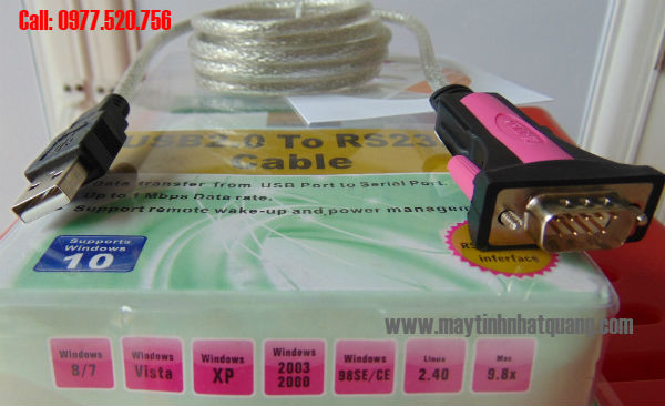 Cáp chuyển USB 2.0 to RS232 (USB to com) dài 1.8m Ztek ZE533A WIN10