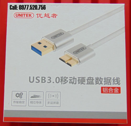 Cáp ổ cứng USB 3.0 cho hdd 2.5 inch dài 1m Unitek Y-C461FSL