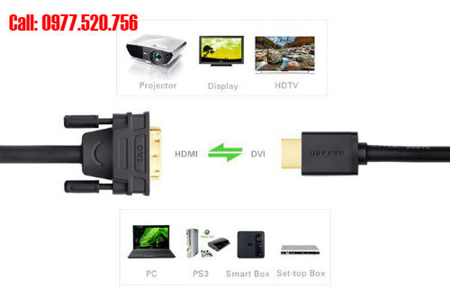 Cáp chuyển  HDMI sang DVI dài 3m Ugreen 10136 loại tốt