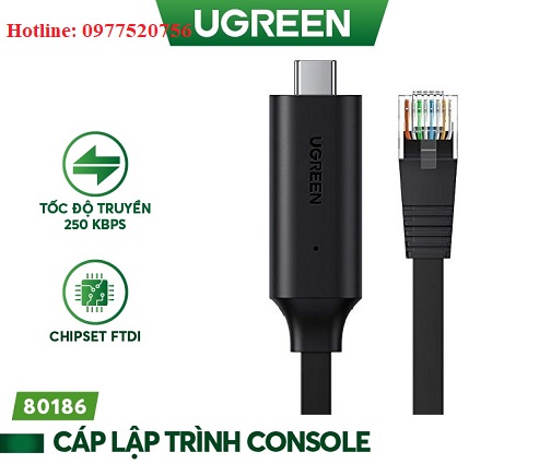 Cáp lập trình Console USB Type C to RJ45 Ugreen 80186 dài 1.5m