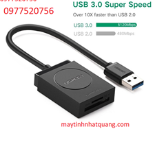 Đầu đọc thẻ nhớ SD/TF chuẩn USB 3.0 chính hãng Ugreen 20250