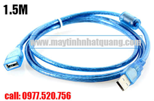 Dây cáp USB 2.0 nối dài 1.5m màu xanh chống nhiễu