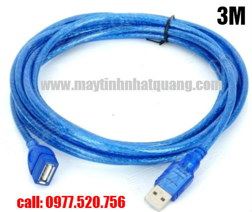 Dây cáp USB 2.0 nối dài 3m màu xanh chống nhiễu