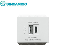 Nhân USB sạc dùng cho điện thoại cổng usb âm tường sinoamigo P21-QC1