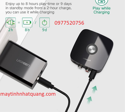 Thiết bị nhận Bluetooth 4.1 Music Receiver cho loa,amply hỗ trợ cổng 3.5mm chính hãng Ugreen 30444 cao cấp