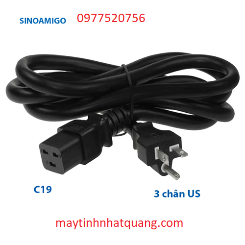 Dây nguồn 3 chân chuẩn C19 dài 3M Sinoamigo SN: 54006A công suất 15A