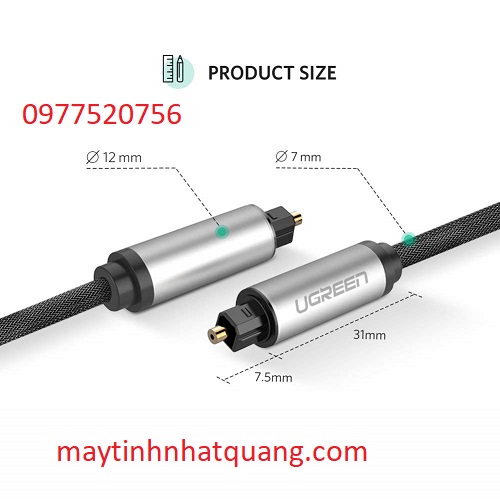 Cáp audio quang (Toslink, Optical) 3M Ugreen 10541 vỏ nhôm cao cấp