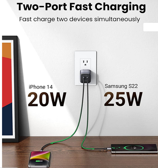 Củ sạc nhanh UGREEN Nexode GaN 45W - 2 cổng sạc USB-C PD  sạc siêu tốc