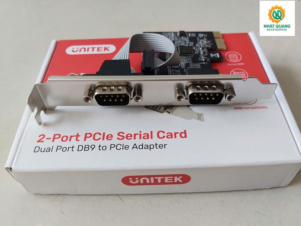 Card PCIe sang 2 cổng RS232 Unitek Y-7504B - Dual Port DB9 to PCIe Adapter