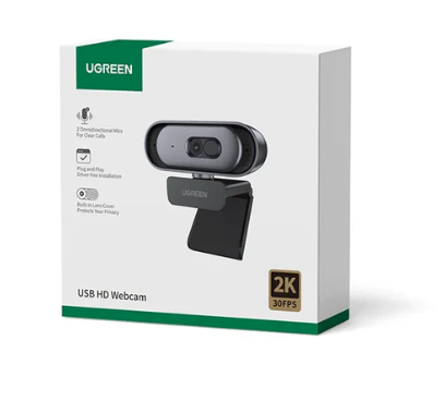 Webcam Ugreen 35626 - Độ phân giải 2K@30FPS, Micro chống ồn, tự động lấy nét