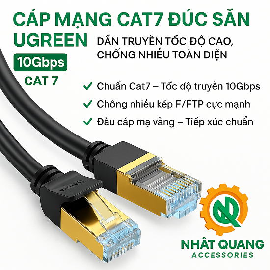 Cáp mạng Cat7 đúc sẵn dài 5m UGREEN 11271 - Dẫn truyền tốc độ cao, chống nhiễu toàn diện