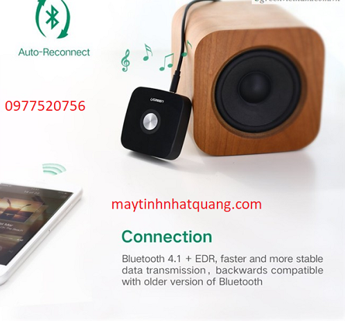 Thiết bị nhận Bluetooth 4.1 Music Receiver cho loa,amply hỗ trợ cổng 3.5mm chính hãng Ugreen 30444 cao cấp