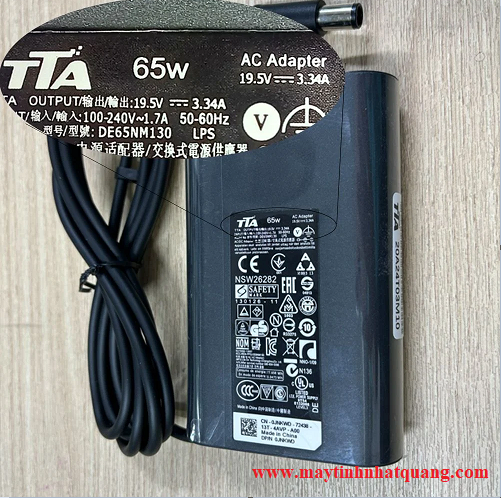 Sạc laptop Dell Ovan 65W chân kim nhỏ  19.5V - 3.34A ( 4.5*3.0 ) chính hãng TTA