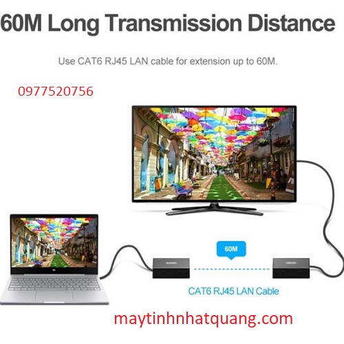 Bộ kéo dài HDMI qua RJ45 ( Lan ) 60M Unitek V100A Cao cấp
