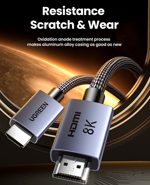 Cáp HDMI 2.1 Dài 2M 8K@60Hz 48Gbps Hỗ Trợ HDR, eARC UGREEN 25910