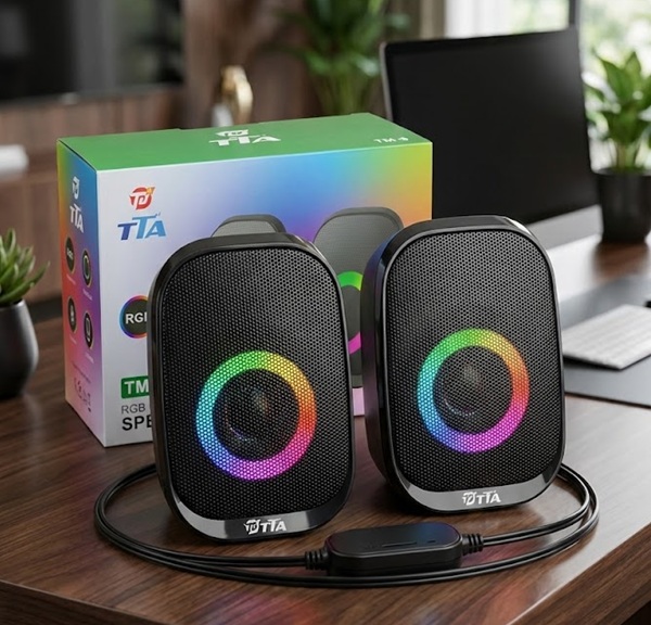 Loa vi t&iacute;nh RGB TTA TM-9 - Loa 2.0 c&ocirc;ng suất 3W x2, &acirc;m thanh r&otilde;, đ&egrave;n RGB đẹp, d&ugrave;ng USB