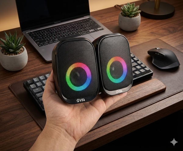 Loa vi t&iacute;nh RGB TTA TM-9 - Loa 2.0 c&ocirc;ng suất 3W x2, &acirc;m thanh r&otilde;, đ&egrave;n RGB đẹp, d&ugrave;ng USB