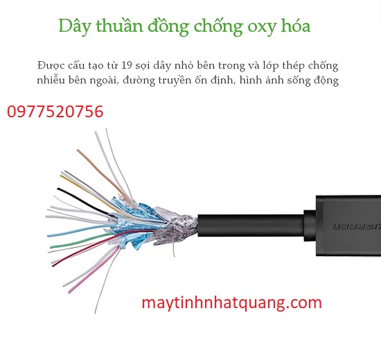 Cáp HDMI V1.4 Ethernet tốc độ cao 25M chính hãng Ugreen 10113 - Thuần Đồng (Có chip khuếch đại)