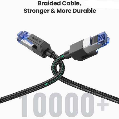 Cáp mạng Cat8 đúc sẵn bọc dù Ugreen 80431 - 2M, tốc độ 40Gbps, băng thông 2000MHz, truyền tín hiệu siêu ổn định