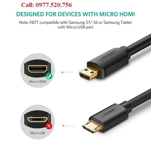 Cáp Micro HDMI to HDMI dài 1,5m Ugreen 30102