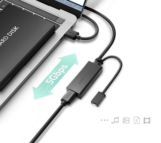 UGREEN 20826 - Cáp nối dài USB 3.0 dài 5m có chipset khuếch đại tín hiệu - Truyền dữ liệu ổn định, không suy hao!
