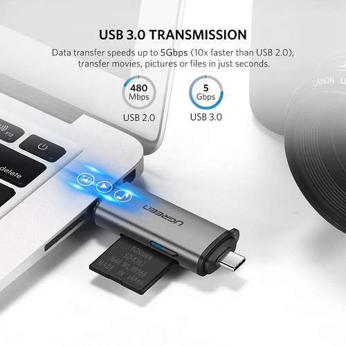 Đầu đọc thẻ nhớ USB Type C & USB 3.0 UGREEN 50706 Tốc độ cao