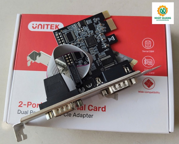 Card PCIe sang 2 cổng RS232 Unitek Y-7504B - Dual Port DB9 to PCIe Adapter