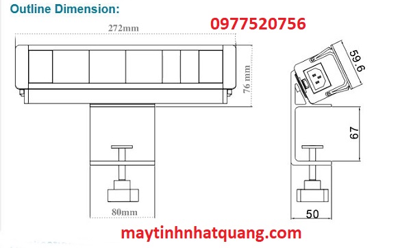 Ổ điện gắn bàn STS-C60S/F8 cao cấp chính hãng Sinoamigo