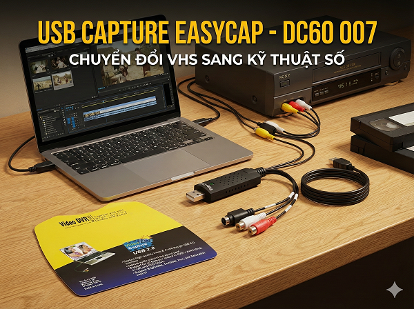 USB Capture EasyCap DC60 007 - Chuyển đổi USB sang AV/S-Video, Thu video từ đầu VHS, Camera Analog