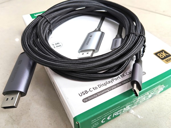 Cáp USB-C to DisplayPort 8K Ugreen 25839 - Truyền hình ảnh siêu nét, HDR, tốc độ 32.4Gbps, dài 3M