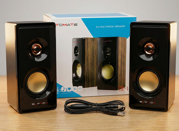 Loa Vi Tính 2.0 Tomate TM-111 - Âm Trầm Ấn Tượng | Công Suất 6W-Thiết Kế Gỗ Sang Trọng