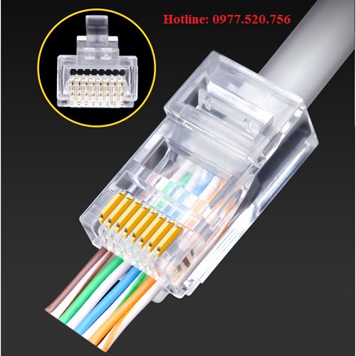 Hạt mạng RJ45 cat5e xuyên thấu Nova CC-01-00177 chân mạ vàng Đài Loan