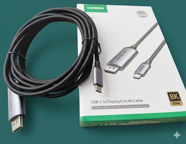Cáp USB-C to DisplayPort 8K Ugreen 25839 - Truyền hình ảnh siêu nét, HDR, tốc độ 32.4Gbps, dài 3M