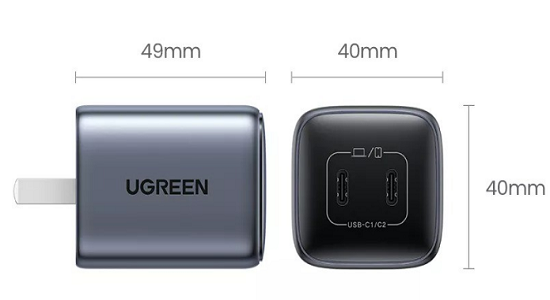 Củ sạc nhanh UGREEN Nexode GaN 45W - 2 cổng sạc USB-C PD  sạc siêu tốc