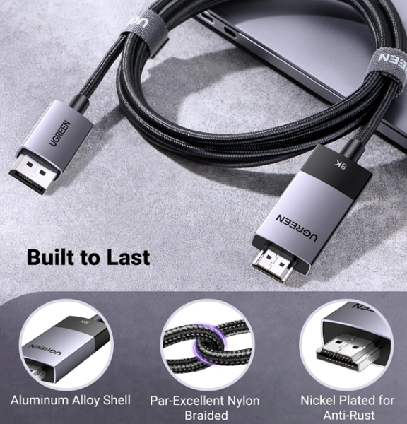 Cáp Chuyển DisplayPort Sang HDMI 2.1 Dài 2M 8K UGREEN DP115 80397