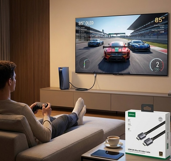 Cáp HDMI 2.1 Dài 2M 8K@60Hz 48Gbps Hỗ Trợ HDR, eARC UGREEN 25910