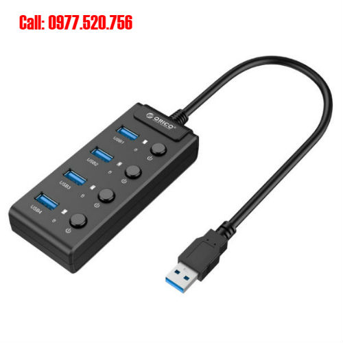 Bộ chia cổng USB 4 Port USB 3.0 ORICO W9PH4 có nút nguồn riêng