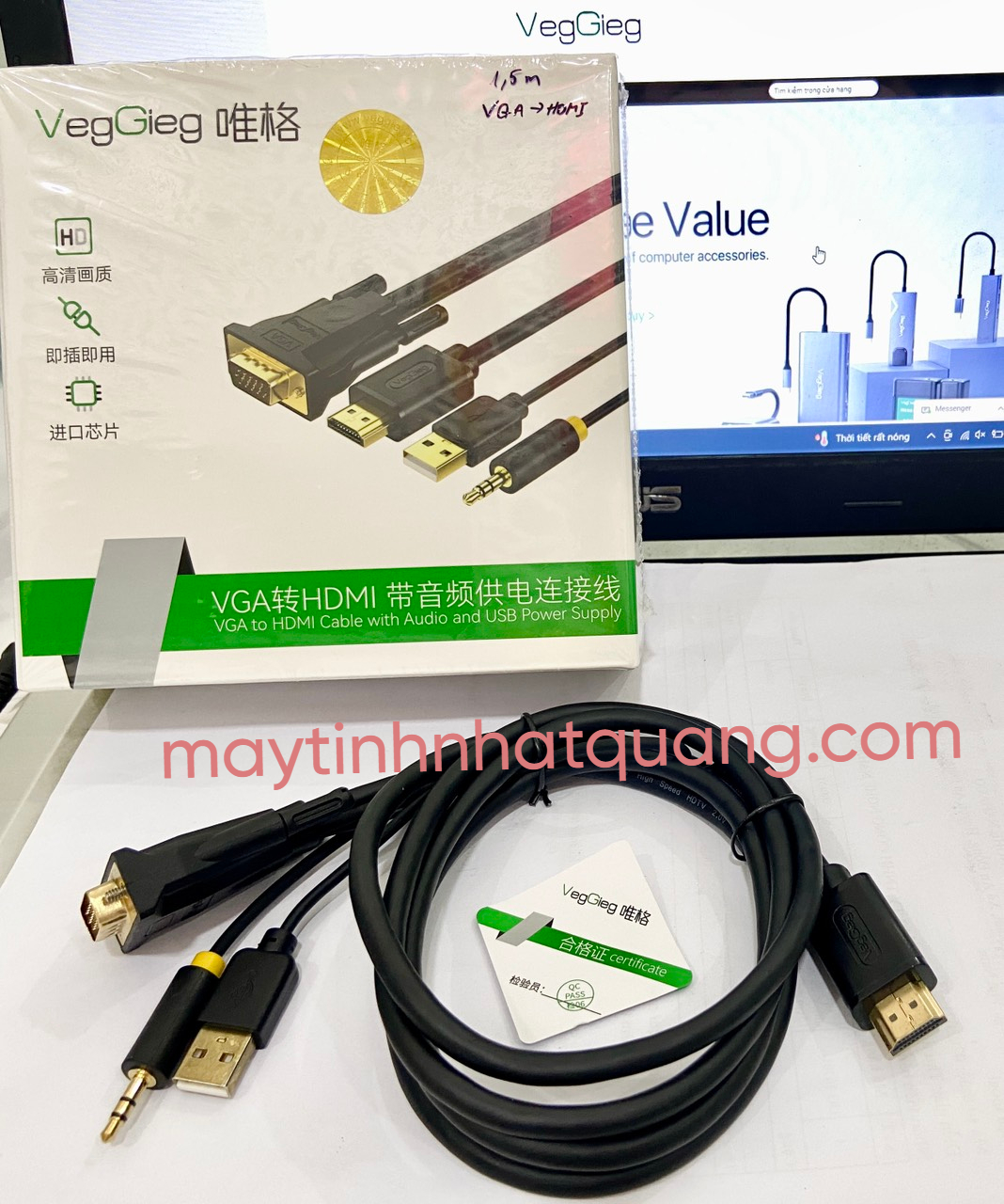 Cáp chuyển VGA sang HDMI Có audio Veggieg VZ206