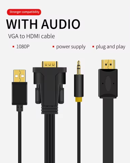 Cáp chuyển VGA sang HDMI Có audio Veggieg VZ206