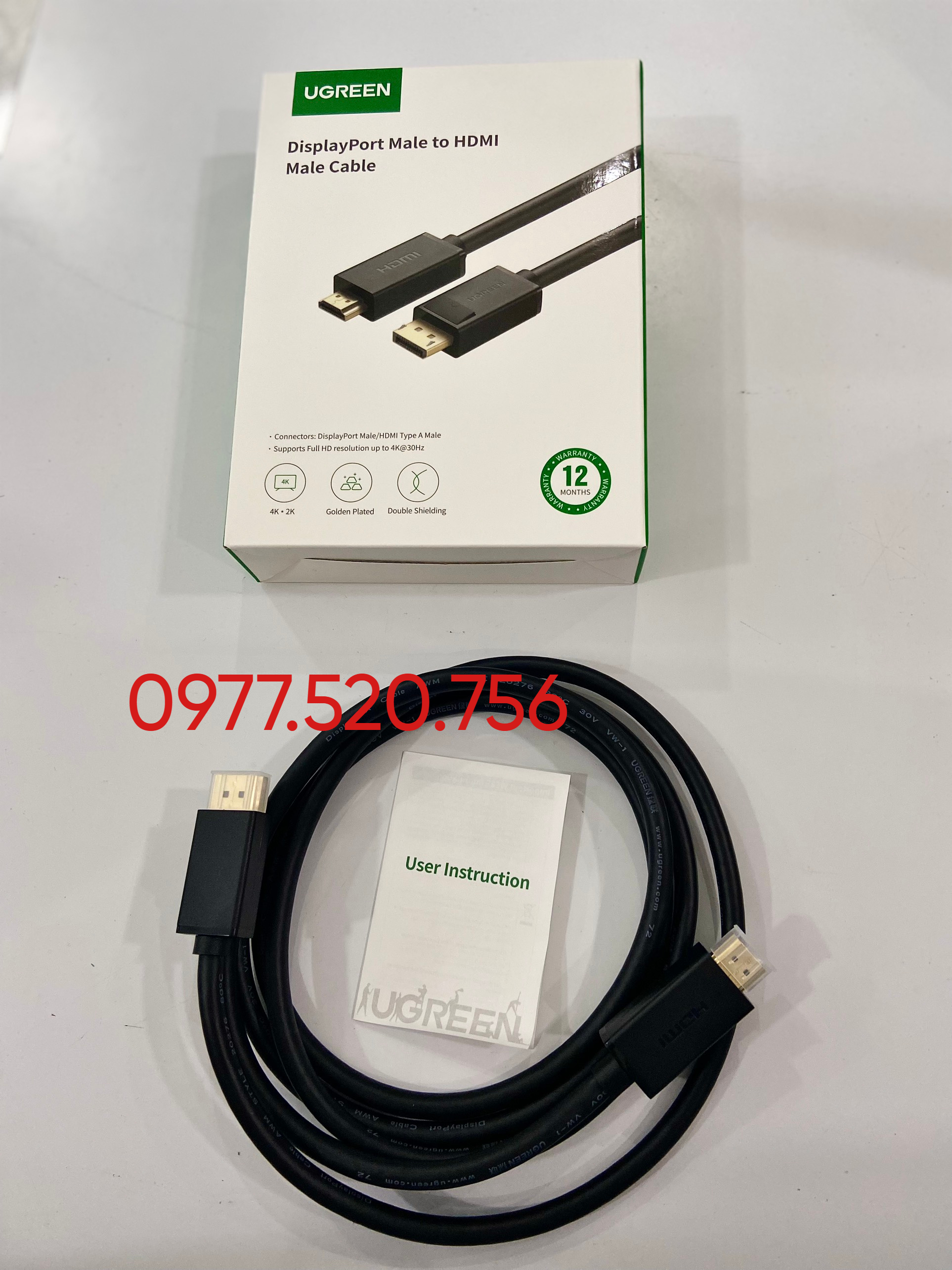 Cáp Displayport to HDMI 2M tốc độ cao chính hãng Ugreen 10202