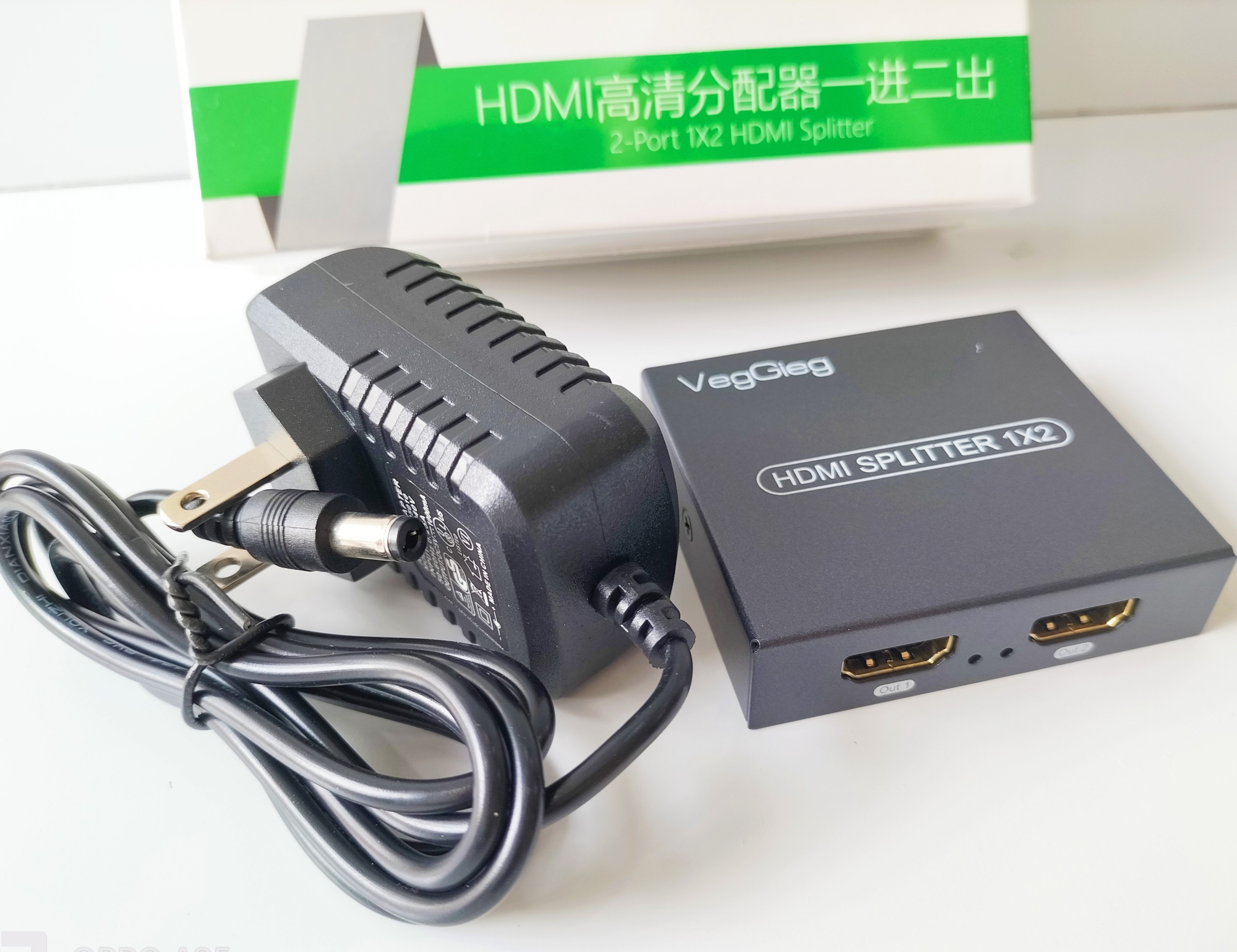 Bộ chia HDMI 1 ra 2 Full HD 4k 30hz VEGGIEG, bộ chia HDMI 2 cổng chuẩn 4k chính hãng