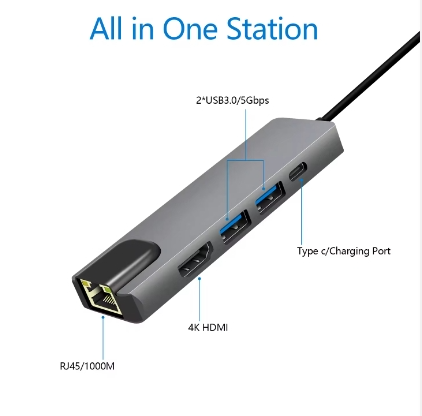 HUB chuyển đổi USB type C 5 trong 1 VegGieg V-TC05R chính hãng