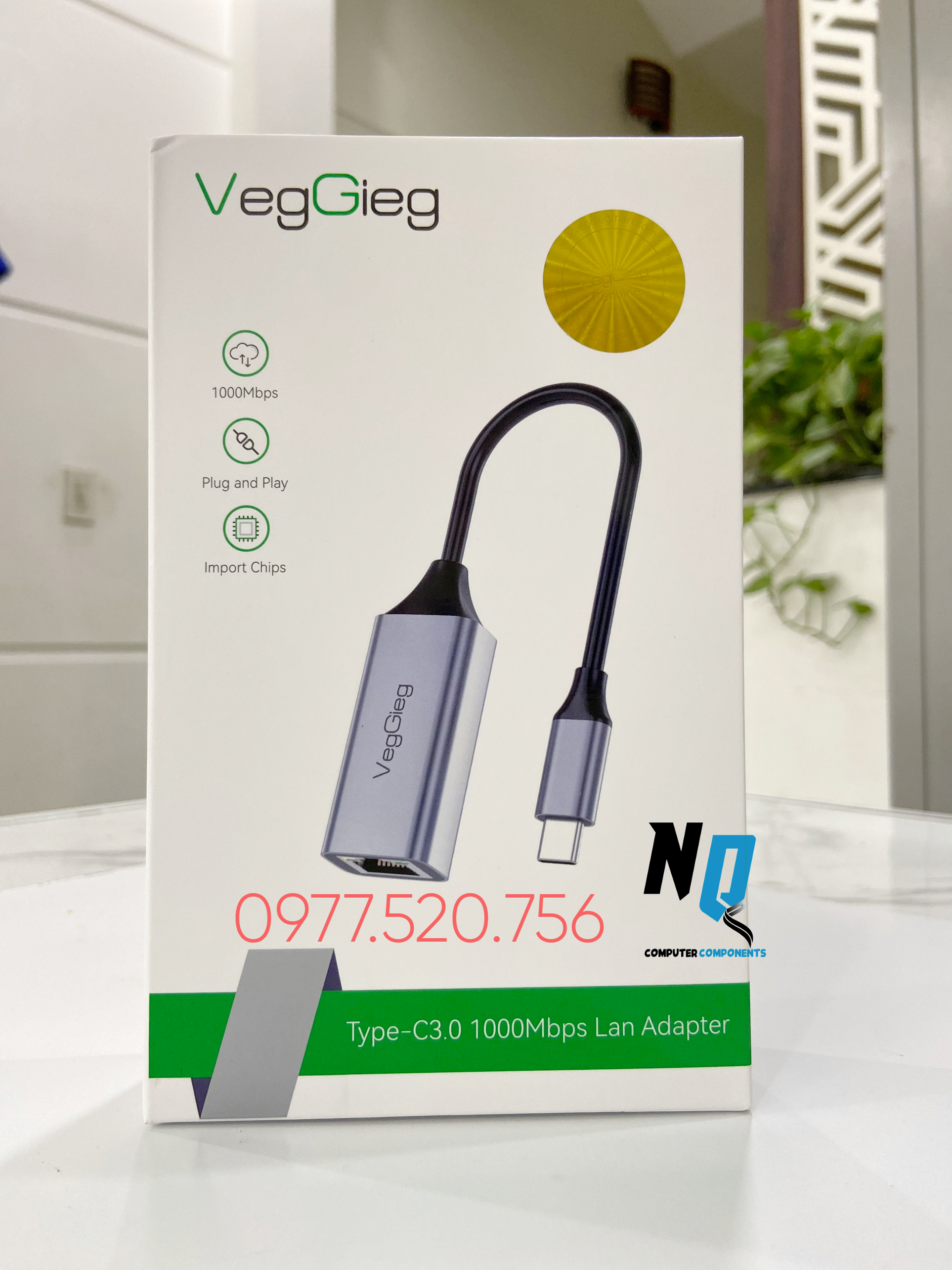 Bộ chuyển đổi TypeC 3.0 to Lan 1000MB VEGGIEG VK308  chính hãng