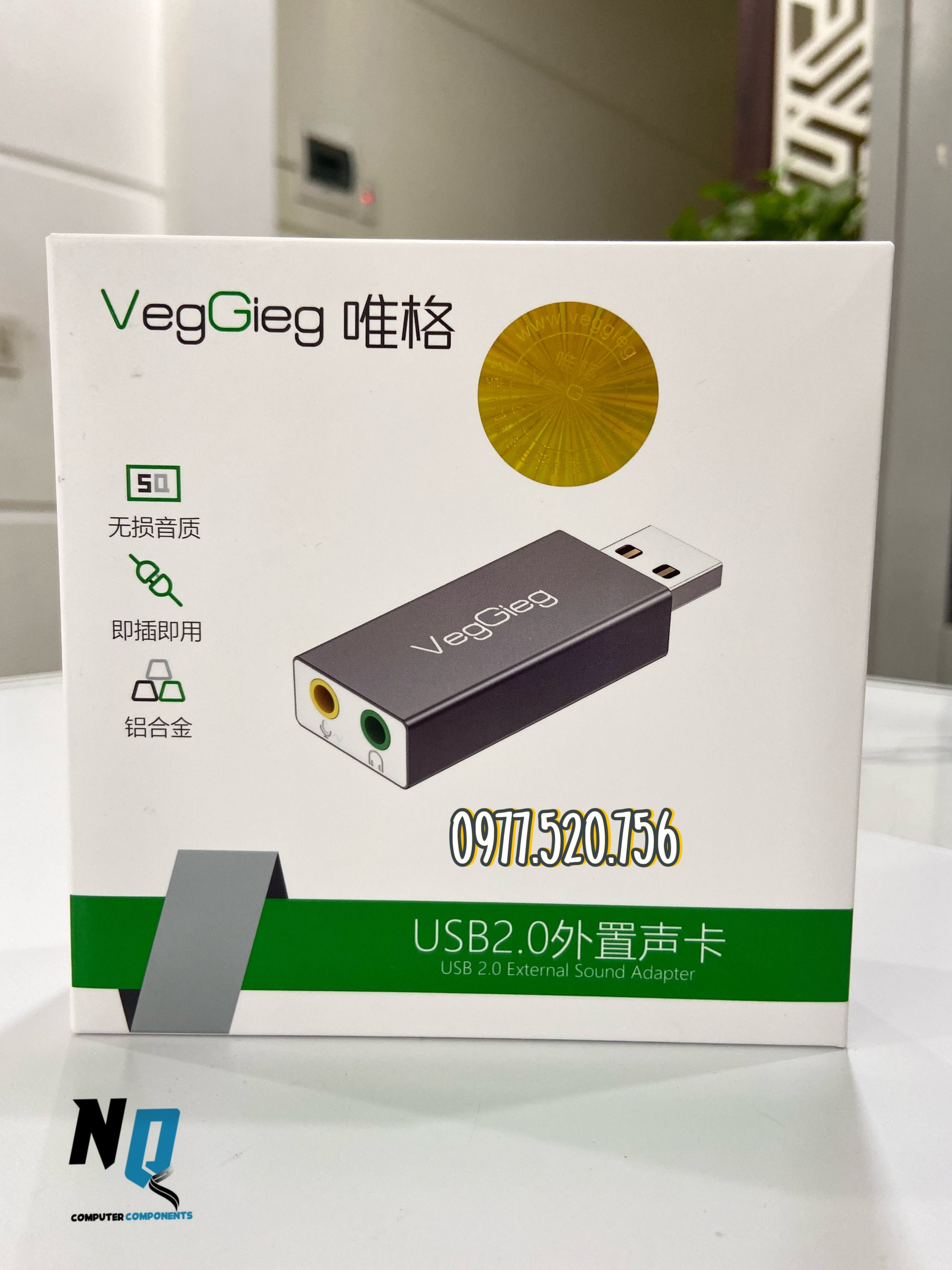 Card âm thanh USB 2.0 Veggieg 3.5mm Chính Hãng