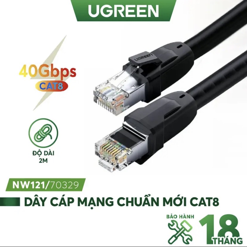 Cáp mạng CAT8 đúc sẵn S/FTP dài 2m Ugreen 70329 chính hãng