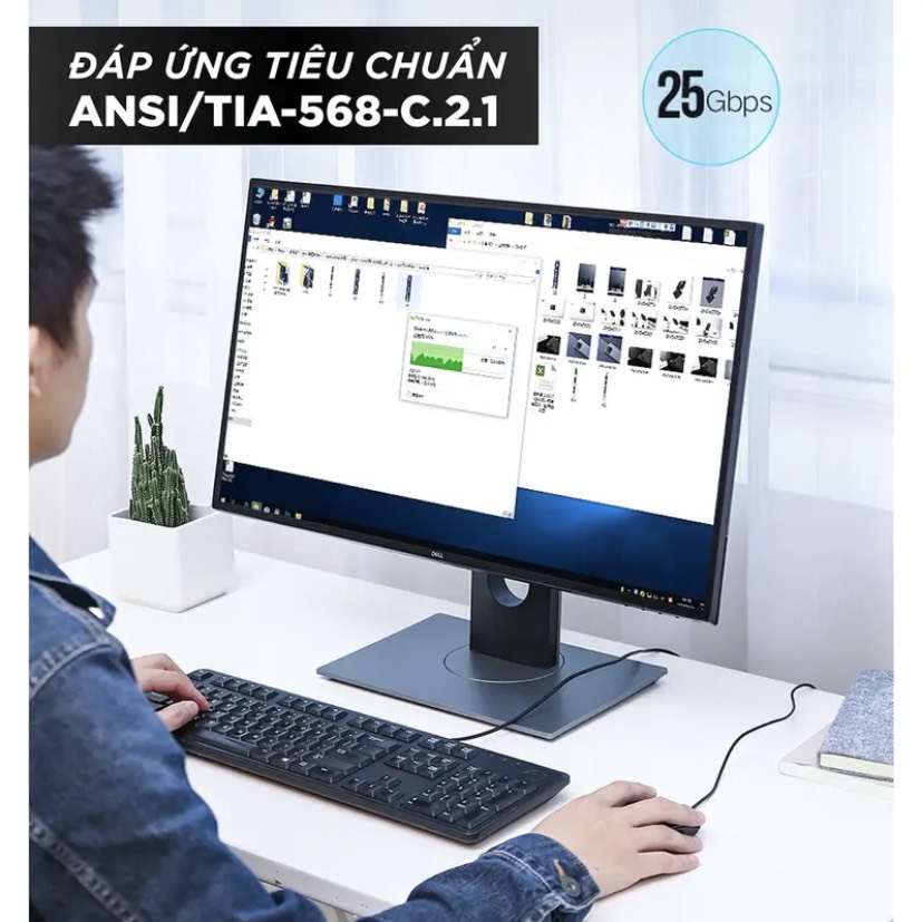 Cáp mạng CAT8 đúc sẵn S/FTP dài 2m Ugreen 70329 chính hãng