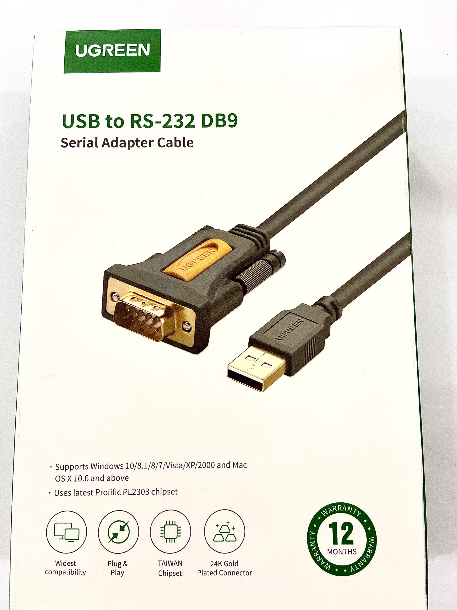 Cáp chuyển đổi USB to RS232 Ugreen 20222 dài 2m ( USB to Com Ugreen)