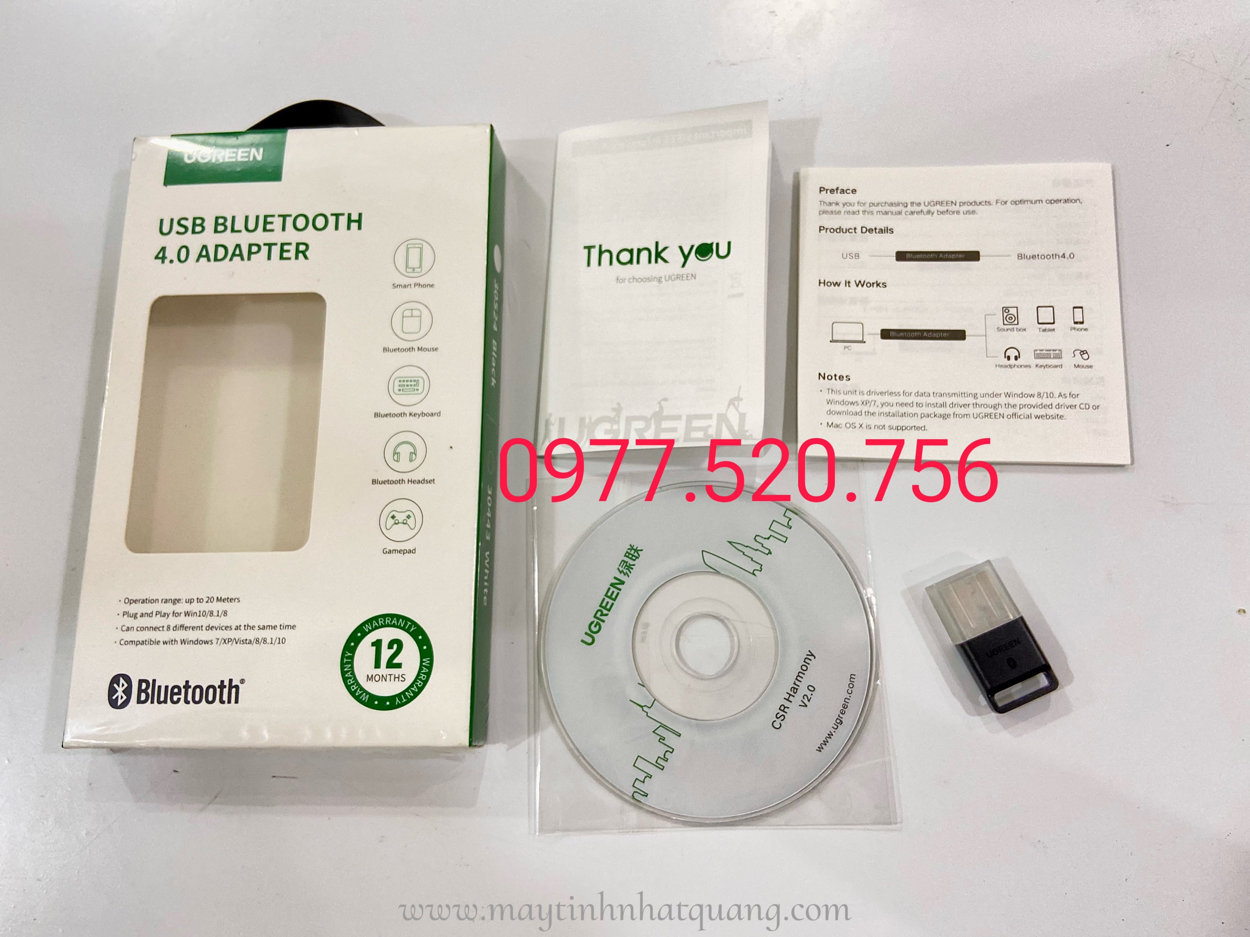 USB Bluetooth 4.0 UGREEN 30524 chính hãng