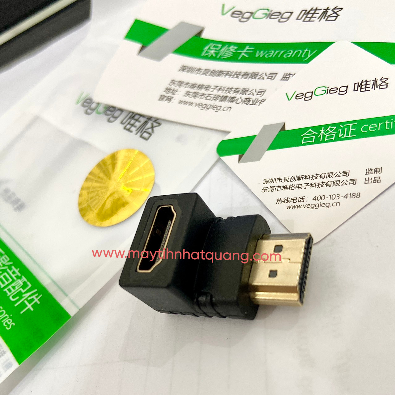 Đầu nối HDMI vuông góc (bẻ xuống) Veggieg VS104 chính hãng