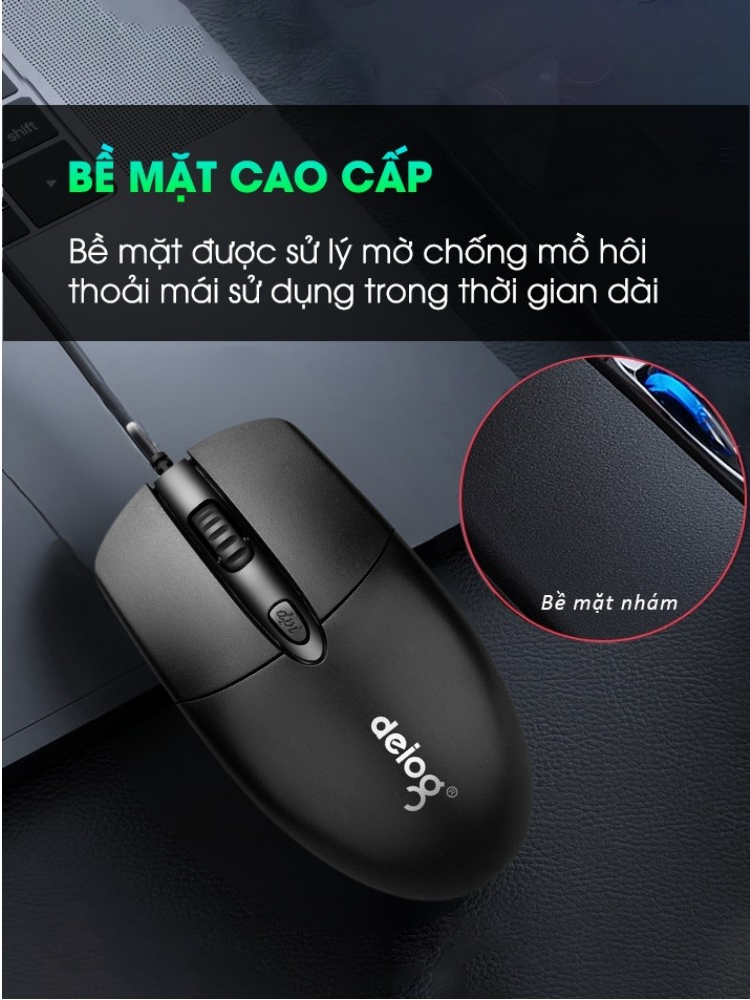 Chuột có dây chống ồn Deiog F5 chính hãng